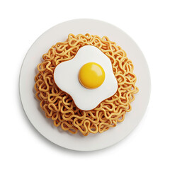Minimalist and realistic 3D render of instant noodles with a perfectly cooked fried egg Vector Illustration