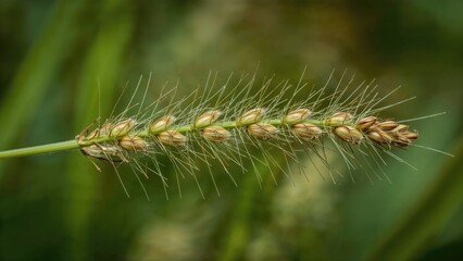Obraz premium Macro photograph of edible seeds from Avena sterilis grass in alpine meadow habitat