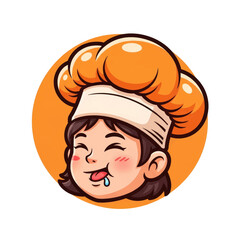 Cute cartoon mascot of a happy chef with a delicious expression and a big orange hat 3D Vector Illustration
