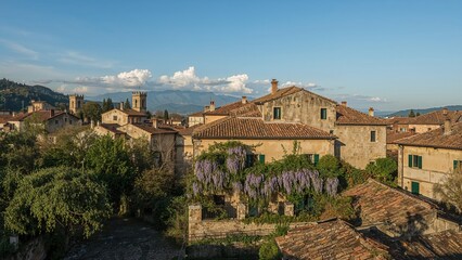 Medieval urban landscape in spring