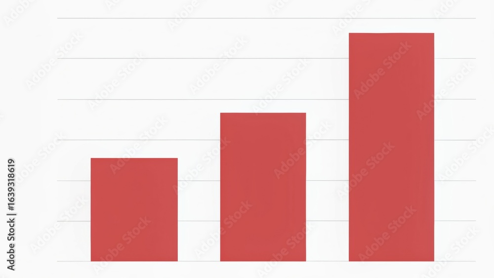 Poster bar chart displaying growth trends with three increasing red bars on a white background.