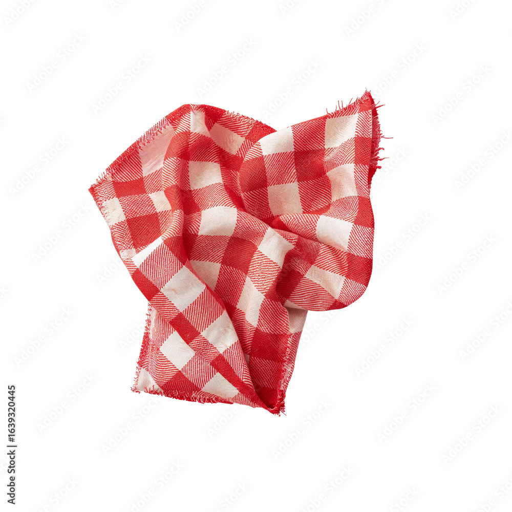 Poster crimson gingham fabric creating a textured and visually appealing abstract composition isolated on