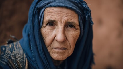 Portrait of elderly Moroccan woman.