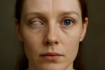 cataract vs healthy eye, dichotomy of vision, eye health issue, glaucoma and eye care Background