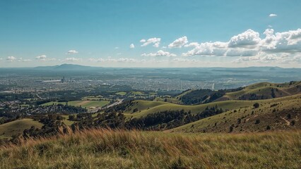 Obraz premium Expansive Panoramic Shot of a Major Technology Region from Above