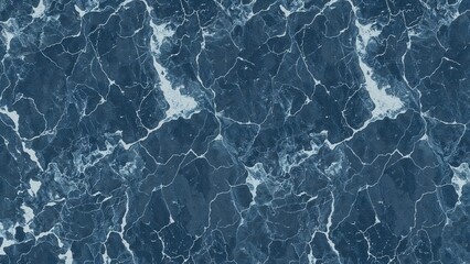 Navy Marble Facade with Mint Interior Lighting and Blue Decorative Backdrop