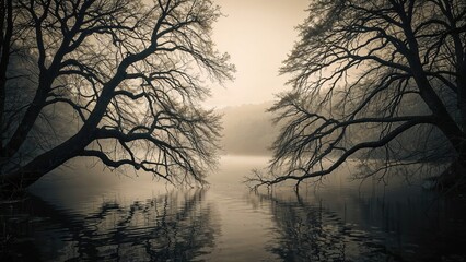 Black and White Scenes of Lakes