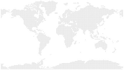 Fototapeta premium Small square shape dotted world map with a simple design. Tiny dot shape map showing a beautiful and effective tool for showcasing global geographic data.