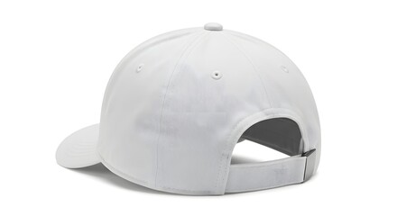 Fototapeta premium A light gray baseball cap, back view, featuring adjustable strap.