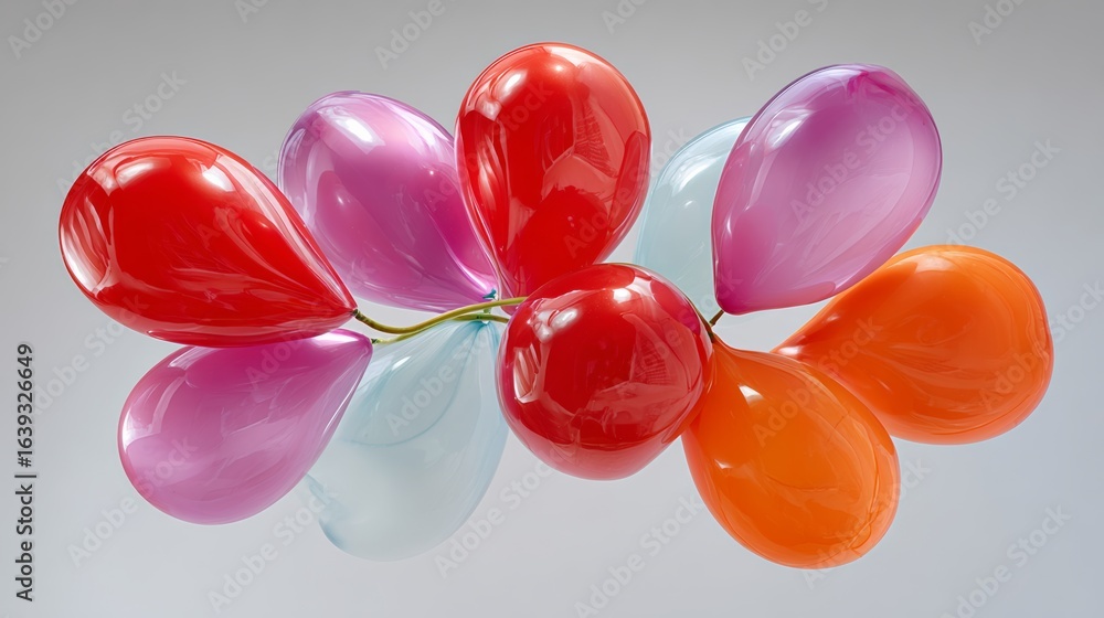 Poster bunch of balloons in various colors are floating in the air. the balloons are arranged in a way that