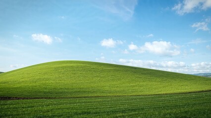 Fototapeta premium Upright perspective of emerald hills under the sky