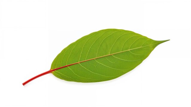Isolated Houstauynia cordata Thunb. (Plu Kaow) Leaf on a White Backdrop