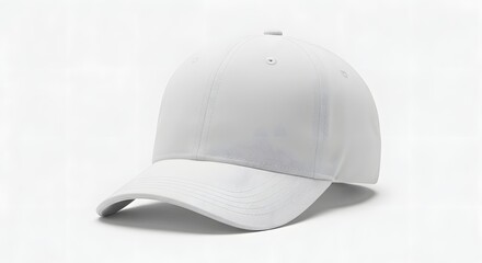 White baseball cap, blank, studio shot, simple design. Isolated background hat, baseball cap, baseball hat, hat, Front, back and angle view of adult man caps mockup.