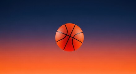 Obraz premium Basketball Floating in Vibrant Sunset Sky with Gradient Colors