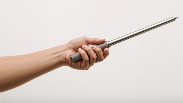 Individual holding a defensive baton stick