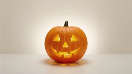 Collection of Halloween pumpkins set on a white surface