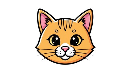 Obraz premium Adorable Kawaii Ginger Cat Head with Big Shiny Eyes and Bold Outlines