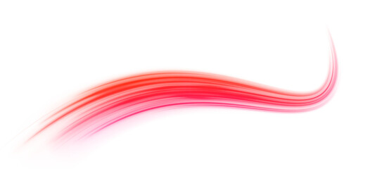 Obraz premium Blurred neon streaks from fast traffic in motion. Night perspective with glowing trail and electric dynamic overlay on transparent layer.