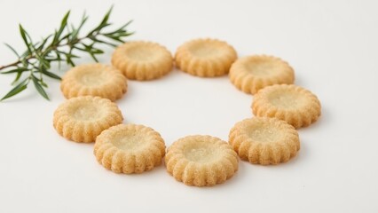 Festive butter cookies isolated against a plain white background