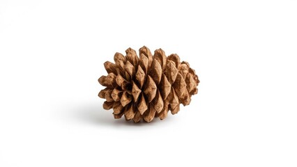 Winter-themed pine cone isolated on plain white surface, nature and tree texture