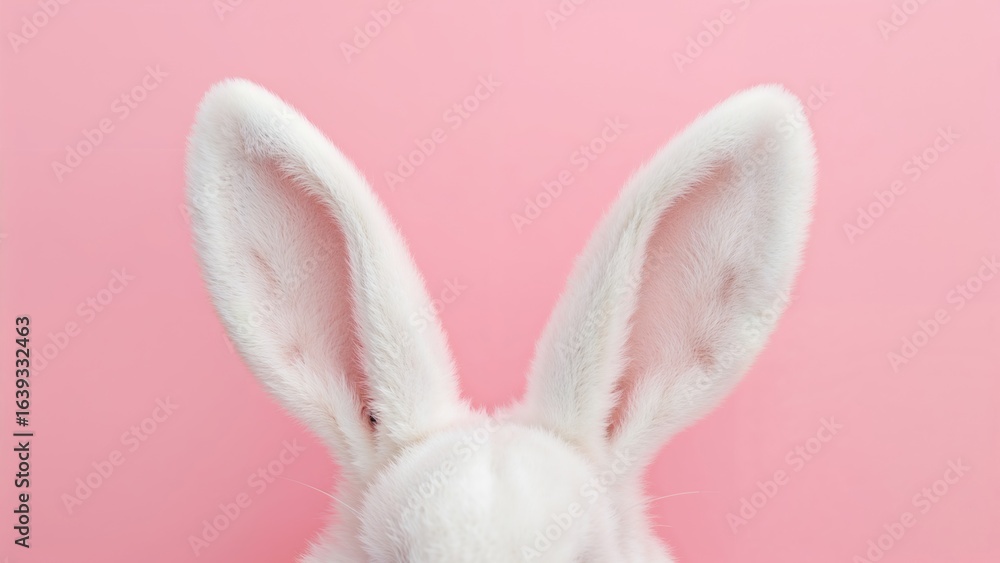 Aufkleber spring-themed pink canvas displaying bunny ears and ample space for custom messaging, perfect for ea