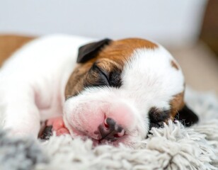 Tiny puppy sleeping peacefully