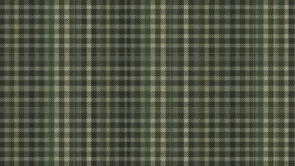 Classic checked tartan pattern in shades of green, grey, and beige featuring a herringbone texture, ideal for autumn and winter fabrics.