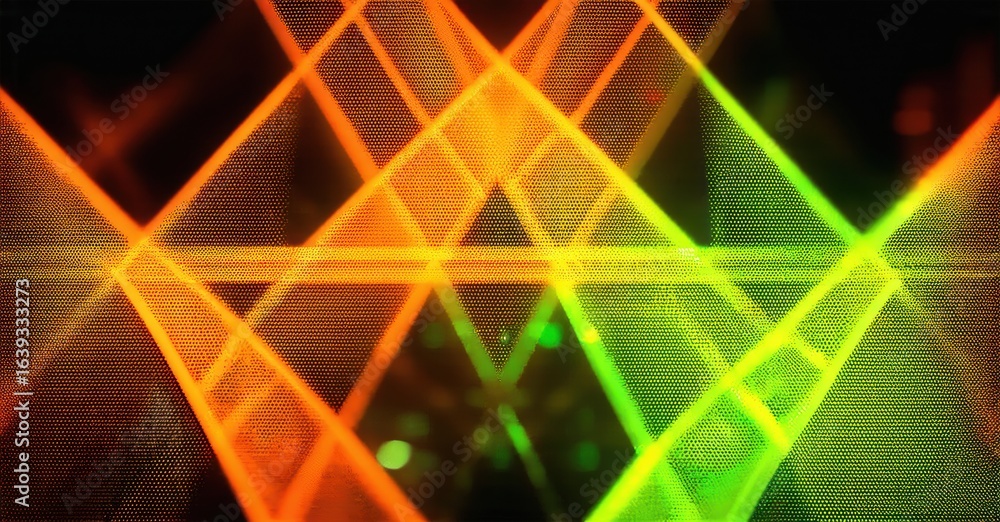 Poster abstract geometric pattern. bright lines intersect creating triangular shapes. vivid colors dominate