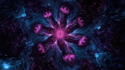 Fractal-inspired floral design with textured abstraction