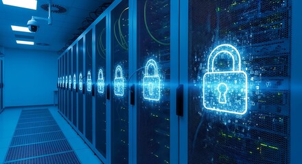 Secure data center with digital padlocks and network security