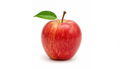Single fresh apple on a plain white surface