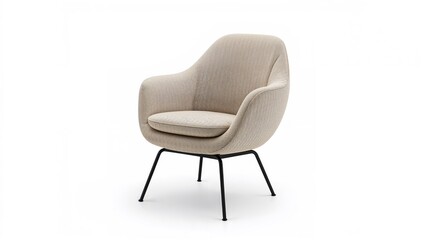 Front Angle of a Plush Textile Chair Set on a White Background