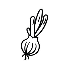 Hand drawn spring onion outline element icon