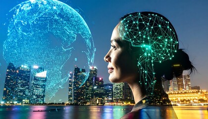 Global Connectivity and Human Intellect in a Modern Cityscape