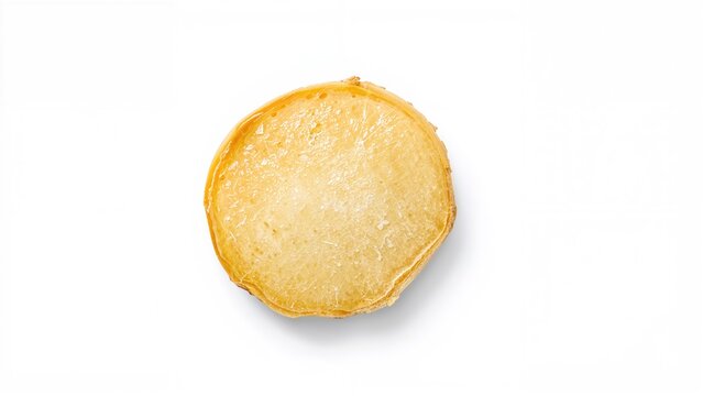 Crisp ginger slices laid out on a clean white background