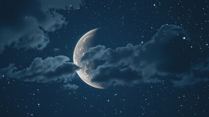 Fototapeta premium Night sky featuring the moon and stars