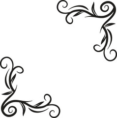 Hand drawn corner border vector illustration, simple black and white line art, minimalist decorative corner design, doodle ornamental element for frames, borders, and creative projects
