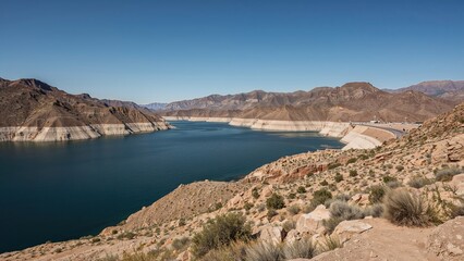 A vast reservoir on a major river, ranking highest in water volume in the nation.