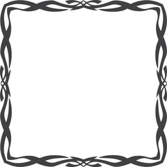 Hand drawn decorative frame vector illustration, simple black and white line art, minimalist square border design, doodle ornamental frame for invitations, cards, and decorative projects