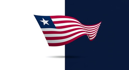Fototapeta premium Liberia's national flag waving gracefully. A vibrant illustration of the Liberian banner with its star and stripes, representing patriotism.
