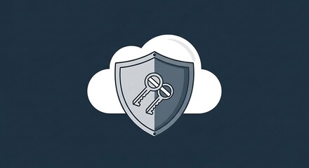Cloud security shield with key symbol for data protection and privacy