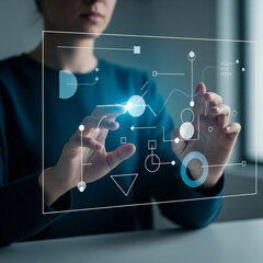 Futuristic Touch Interface with Digital Data Visualization