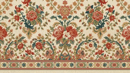 Charming digital textile patterns showcasing ethnic borders and flowers