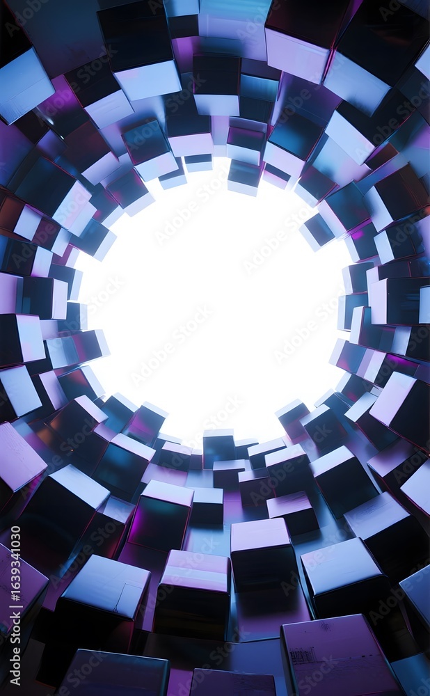 Aufkleber geometric tunnel with cubic structure