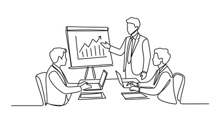 Business Presentation Continuous Line Drawing Vector Illustration