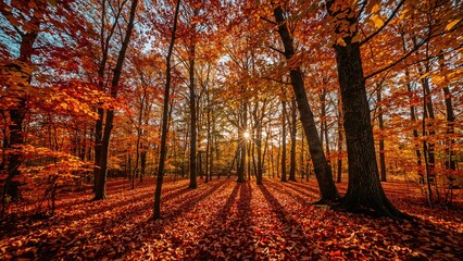 Fototapeta premium Vibrant and stunning fall woodland scene