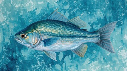 Naklejka premium Gorgeous fictional fish drawing. Clipart.