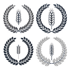Obraz premium set of black and white silhouette circular laurel