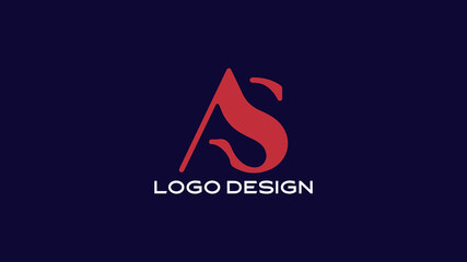 Modern AS monogram logo design in elegant red and white typography on dark background, ideal for professional branding, corporate identity, and creative business marketing.