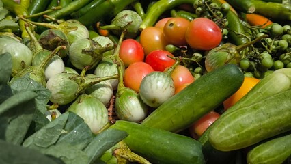 Fresh vegetables for cooking. Vegetables contain dietary fiber that helps cleanse the intestines.